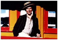 Production still: Andrew narrating from deck of ferry